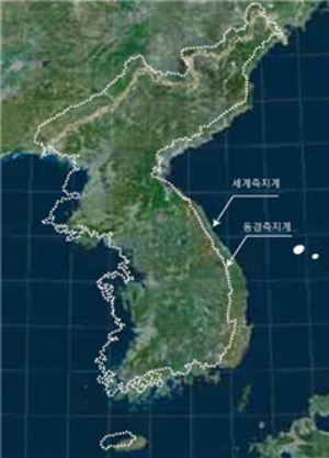 세계측지계 변환 전‧후 위치의 변화/국토부